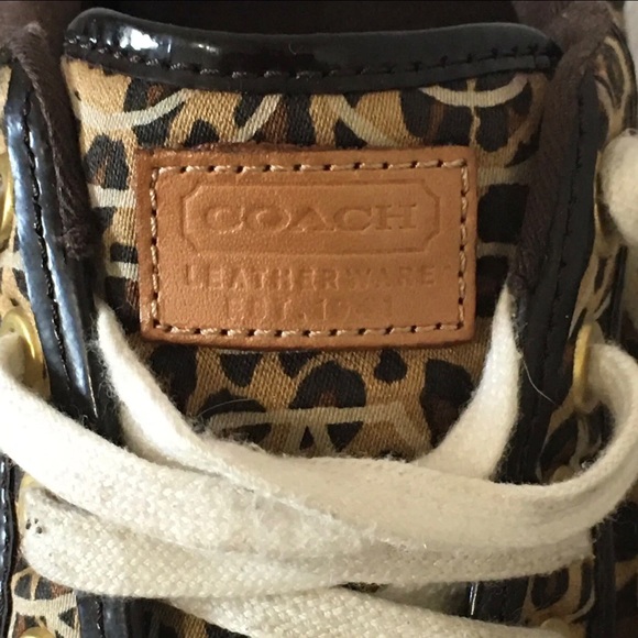 COACH Barrett Women's Sz 6B Leatherware Leopard Cheetah Print Sneakers. - Picture 7 of 11